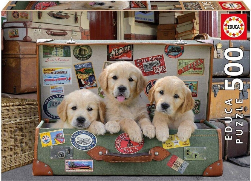 EDUCA BORRAS Puppies in the Luggage puzzle 500pzs