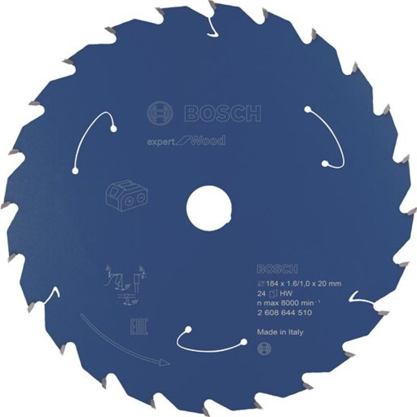 Expert for Wood-sirkelsagblad for batteridrevne sager 184x1,6/1x20 T24