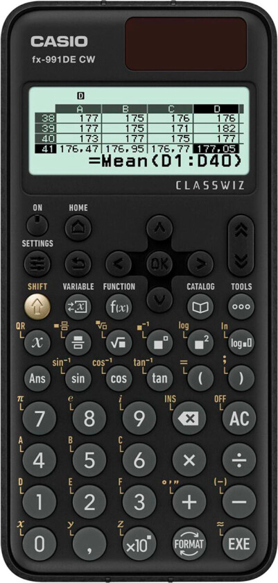 fx-991DE CW, Lomme, Vitenskaplig, 12 sifre, Batteri, Sort