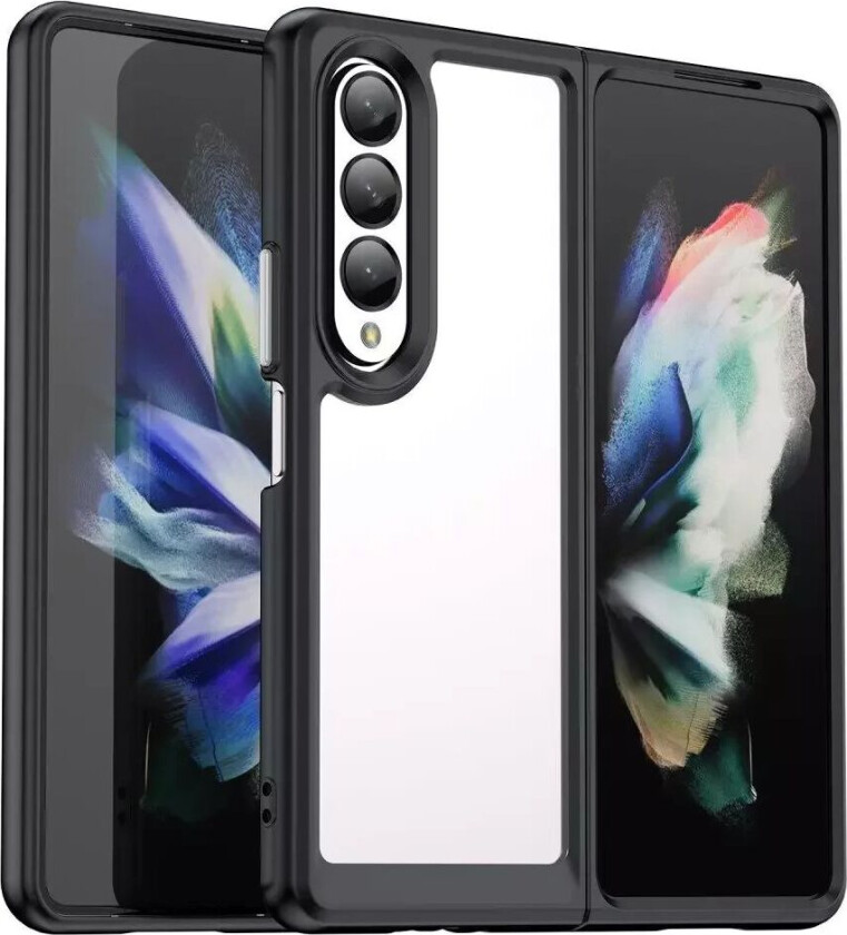 Samsung Galaxy Z Fold4 (5G) Hybrid Plastdeksel - Gjennomsiktig / Svart