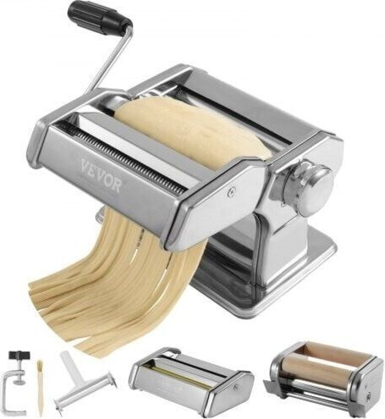 Pastamaskin, 9 justerbare tykkelsesinnstillinger Nudler, rustfrie nudleruller og -kutter, manuell håndpress, kjøkkenverktøysett for pasta, perfekt fo