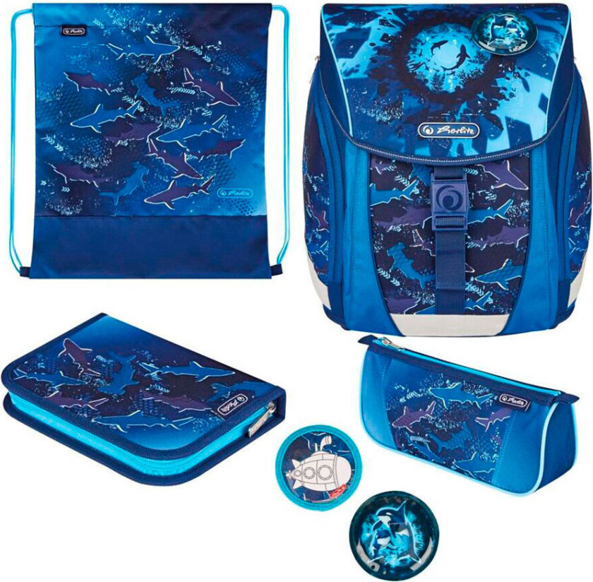 Herlitz FiloLight Plus Deep Sea, Pennal, Pencil pouch, Skolesekk, Sport bag, Gutt, Ungdomsskole, Ryggsekk, Forlomme, Sidelomme, Polyester