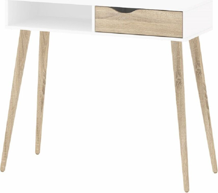 Napoli skrivebord med 1 skuff og 1 hylle hvit/eik.