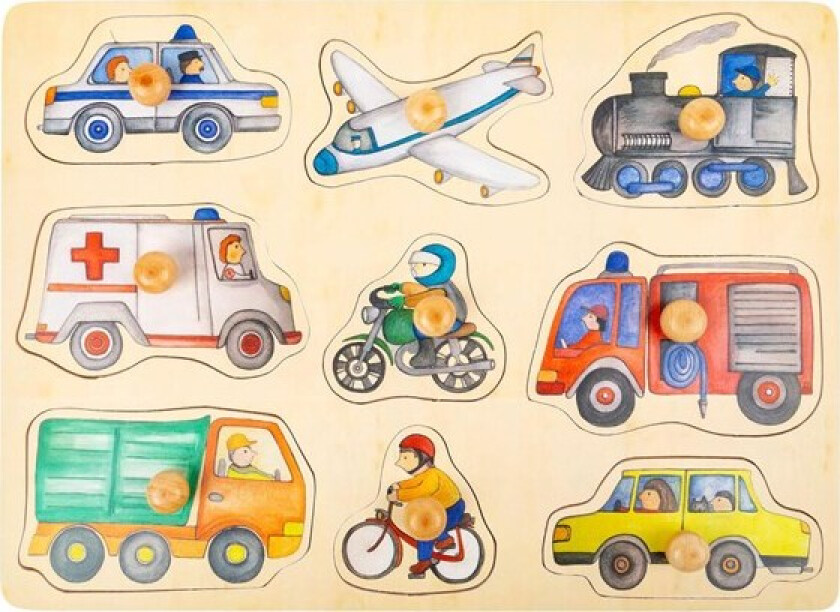 - Wooden Stud Puzzle City Vehicles 9pc Tre