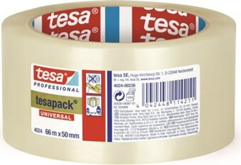 pack Universal Packaging Tape 66 m x 50 mm Transparent