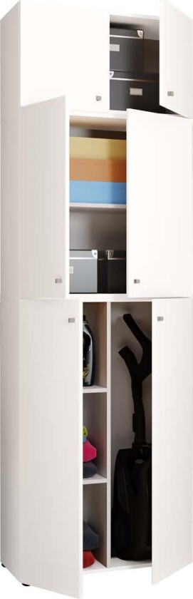 LonaXXL garderobeskap 6 dører hvit.