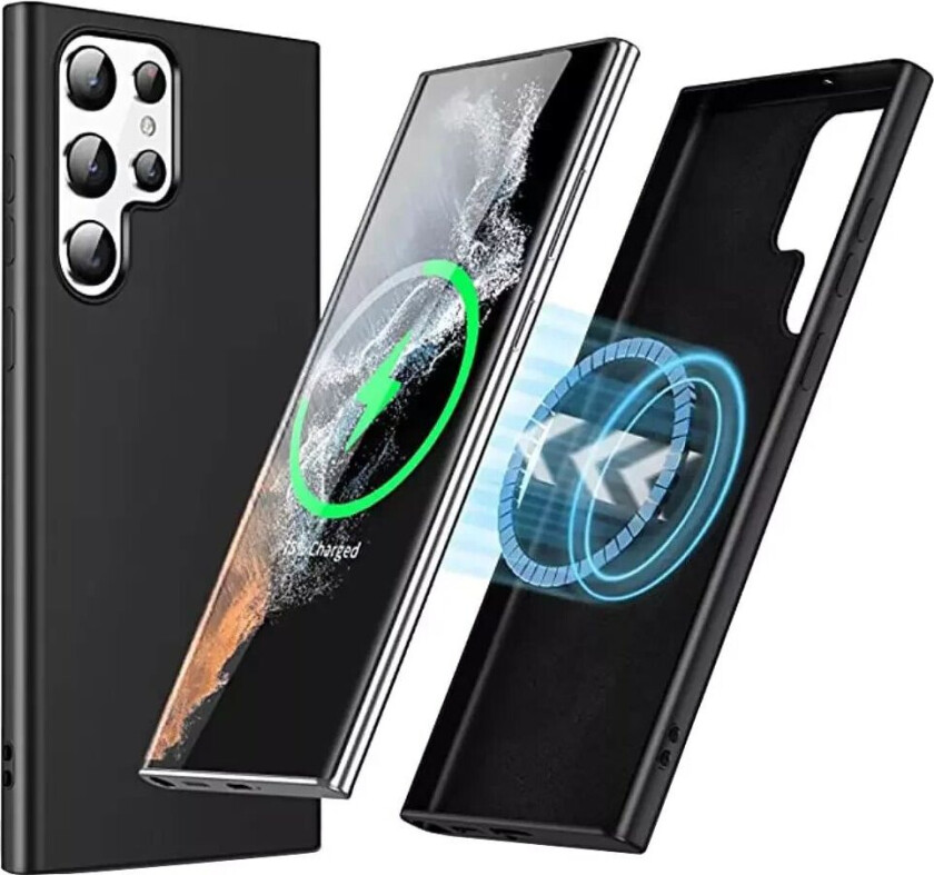 Samsung Galaxy S22 Ultra Deksel med Innebygd Magnetring - MagSafe Kompatibel - Svart