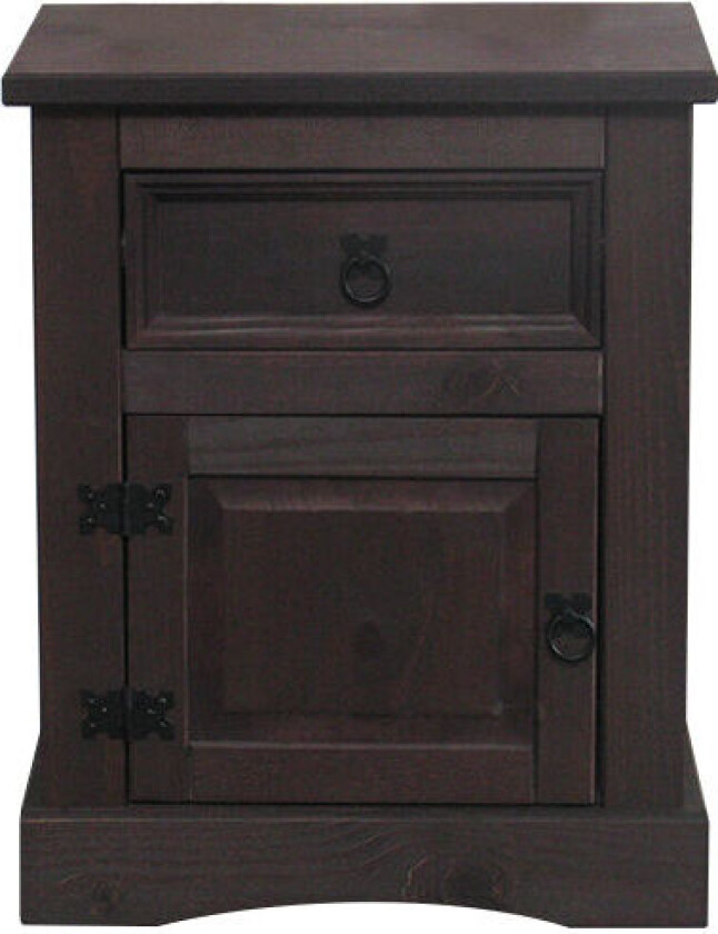 New Mexico nattbord bredde 53 cm, høyde 66 cm med 1 skuff og 1 dør kolonial beis/voks.