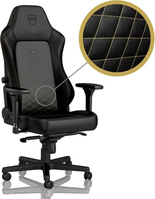 HERO Gaming Chair - Black/Gold Gamingstol - Svart / Gull - PU-lær - Opptil 150 kg