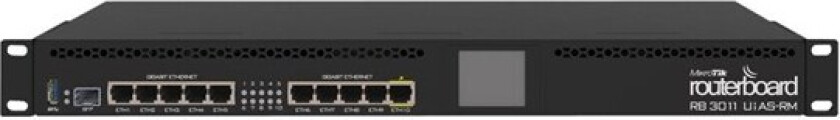 RB3011UIAS-RM 1U rackmount 10xGigabit Ethernet SFP USB 3.0 LCD PoE out on port 10 2x1.4GHz CPU 1GB RAM RouterOS L5 - Router