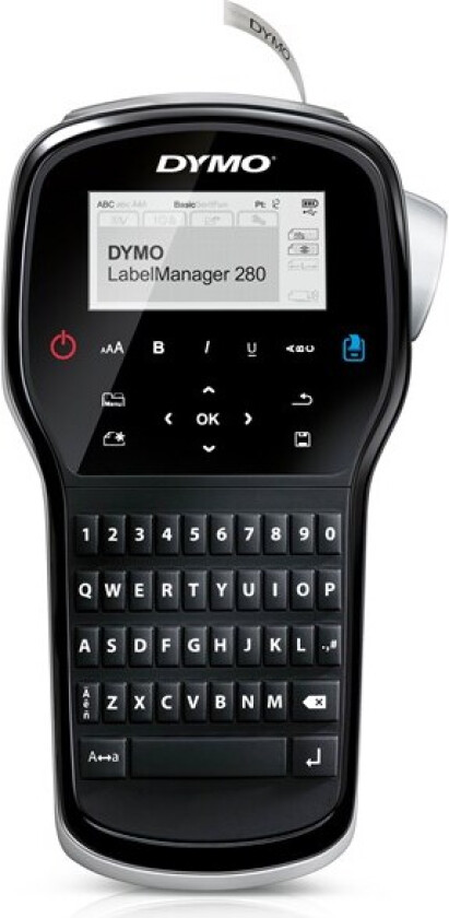 LabelManager 280 oppladbar bærbar etikettmaskin | QWERTY-tastatur | PC eller Mac-tilkobling