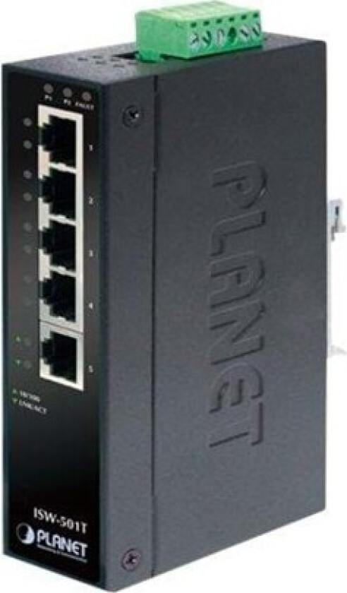 Planet Technology PLANET ISW-501T - Switch - 5 x 10/100 - DIN-skinnemonterbar, veggmonterbar