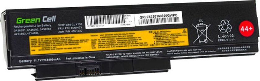 Green Cell - Batteri til bærbar PC (tilsvarer: Lenovo 42T4861) - litiumion - 6-cellers - 4400 mAh - svart - for Lenovo ThinkPad X220 X220i