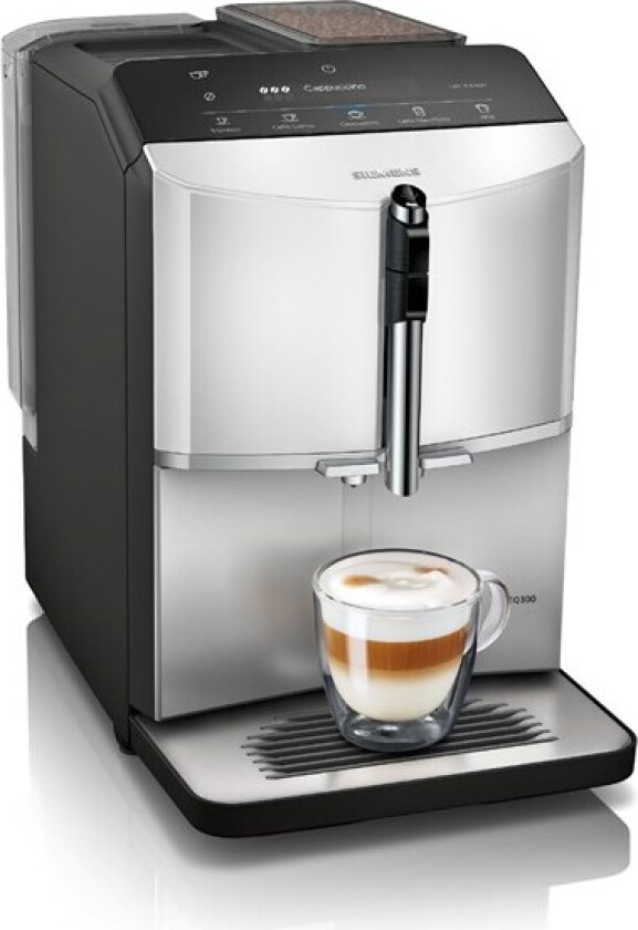 EQ.300 TF303E01 - Automatisk kaffemaskin med melkeskummer - 15 bar - lys sølvfarge