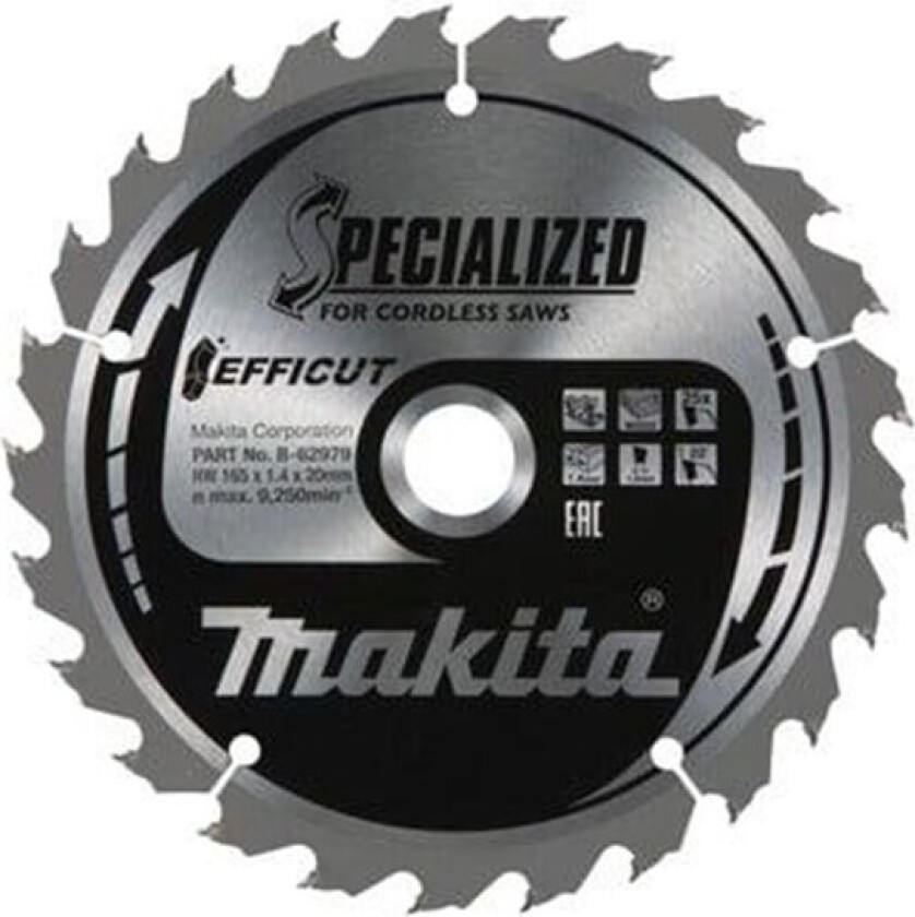 Trekappeskive MAKITA Efficut 165x20x1,4mm 25T 23°