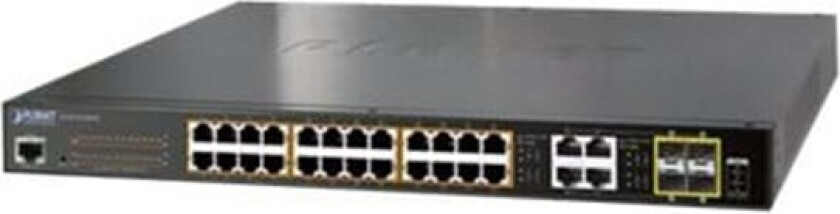 Planet Technology PLANET GS-4210-24P4C - Switch - Styrt - 24 x 10/100/1000 (PoE+) + 4 x kombo-Gigabit SFP - stasjonær, rackmonterbar - PoE+ (220 W)