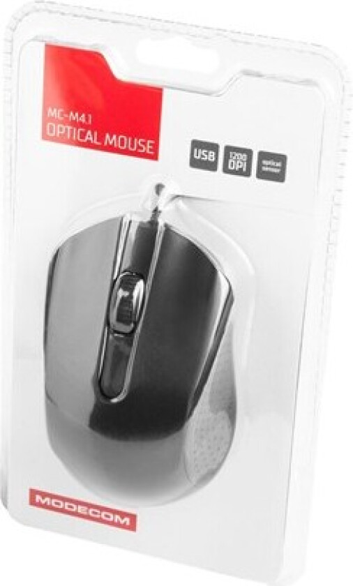 MC-M4.1 - Mus - optisk - 3 knapper - kablet - USB - matt svart - OEM