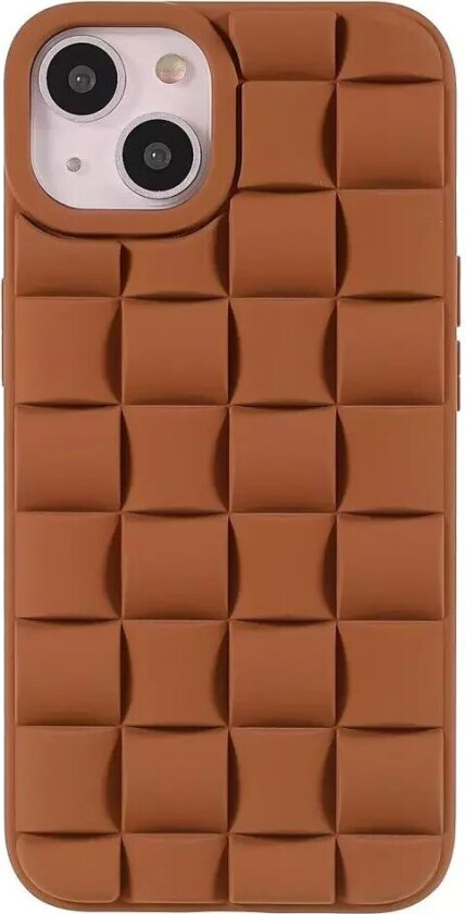 iPhone 13 Grid Texture Silikon Bakdeksel - Brun