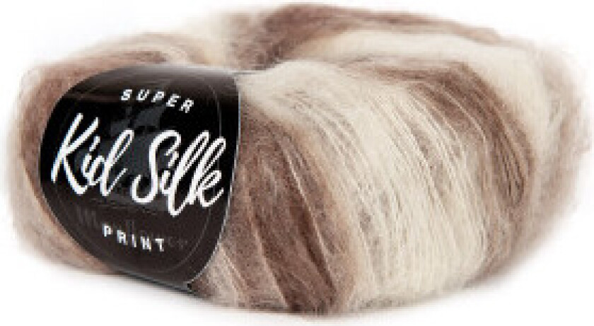 Super Kid Silk Print Garn 01 Valnøtt