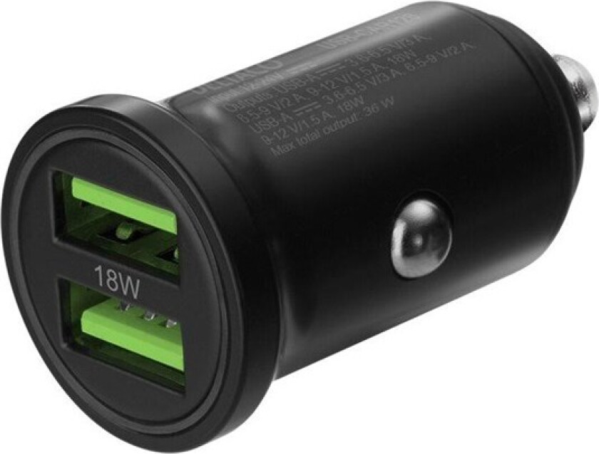 USB car charger 2x USB-A 18 W fast charg