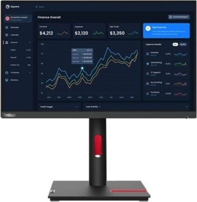 23" Lenovo ThinkVision T23i-30 - 1920x1080 - IPS - USB HUB - 4 ms - Skjerm