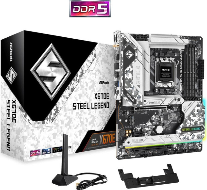 X670E Steel Legend Hovedkort - AMD X670E - AMD AM5 socket - DDR5 RAM - ATX