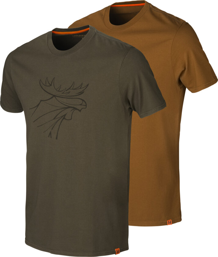 Men´s Graphic T-Shirt 2-Pack M, Willow Green/Slate Brown