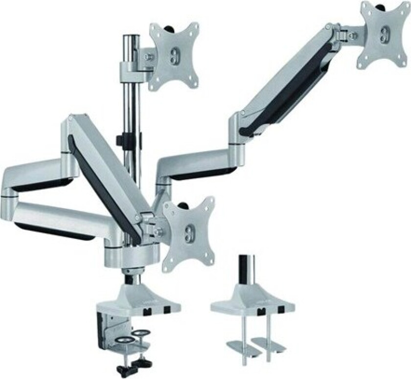 Triple monitor mount 13-32" aluminum 2x gas spring