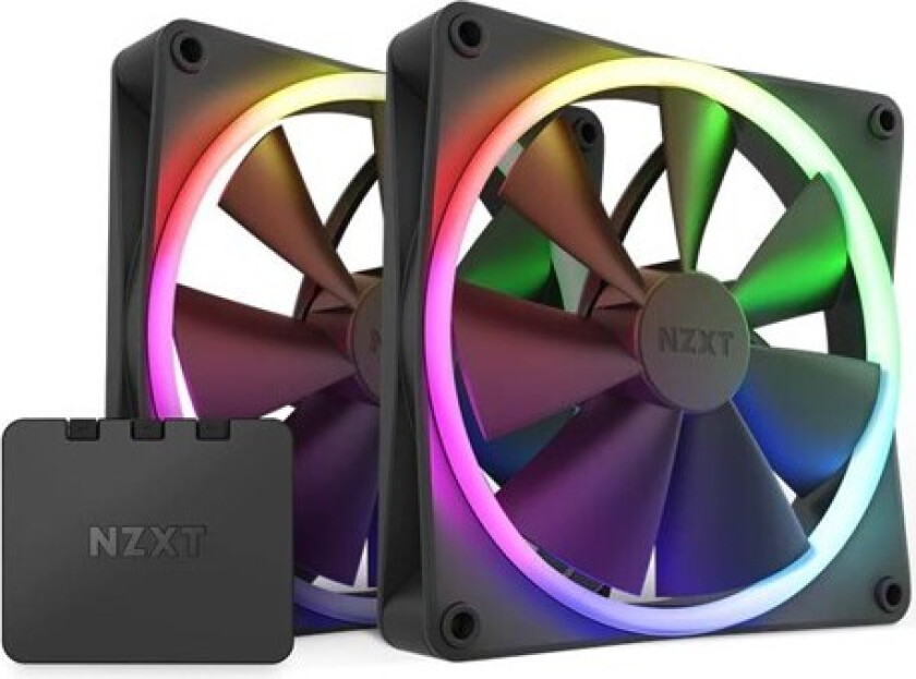 F140 RGB 2-pack & RGB Controller - Black - Kabinettvifte - 140mm - Svart med RGB LED-lys - 33 dBA