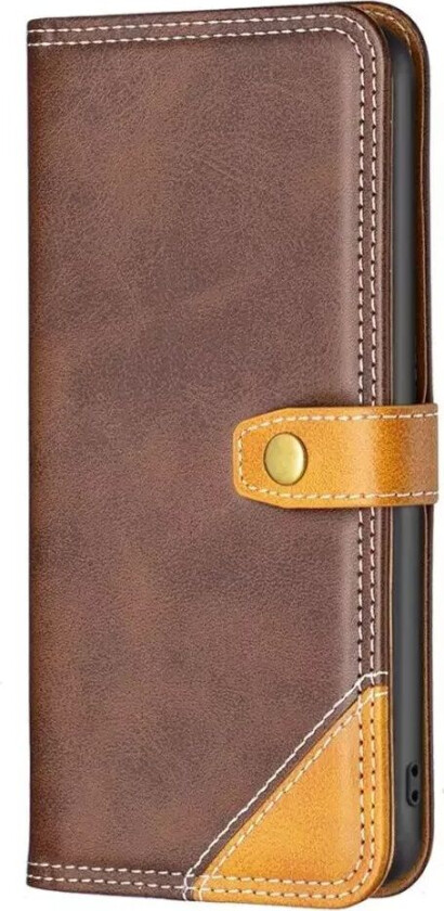 iPhone 14 Pro Flip Deksel i Mykt Skinn med Lommebok - Brun