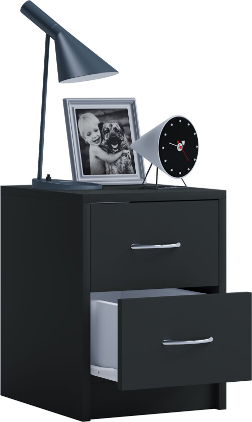 Boxal Mini nattbord 2 skuffer svart.