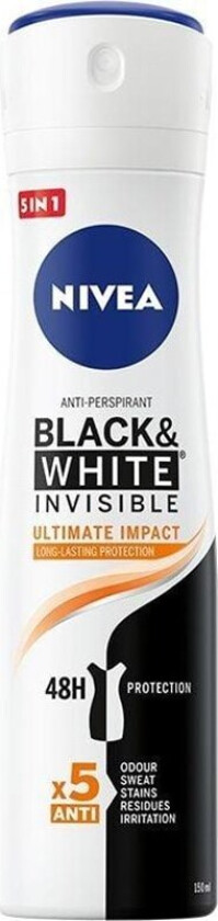 Deodorant Black & White Invisible Ultimate Impact 5in1 Spray