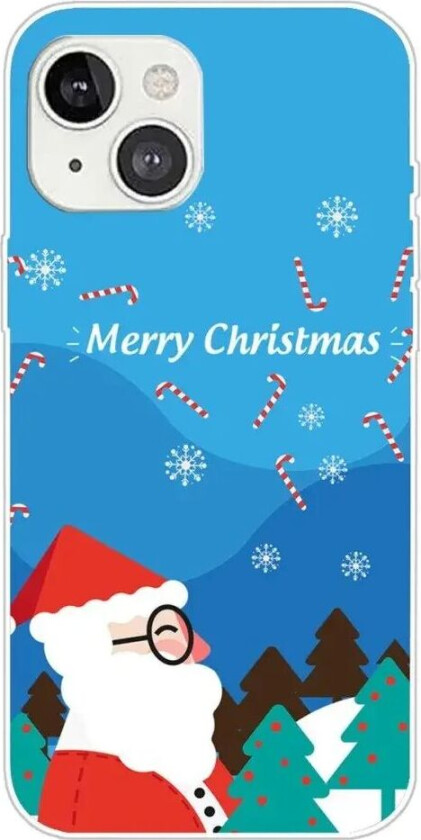 iPhone 15 Plus Fleksibelt Plast Jul Deksel - Merry Christmas - Julenissen i Snøvær