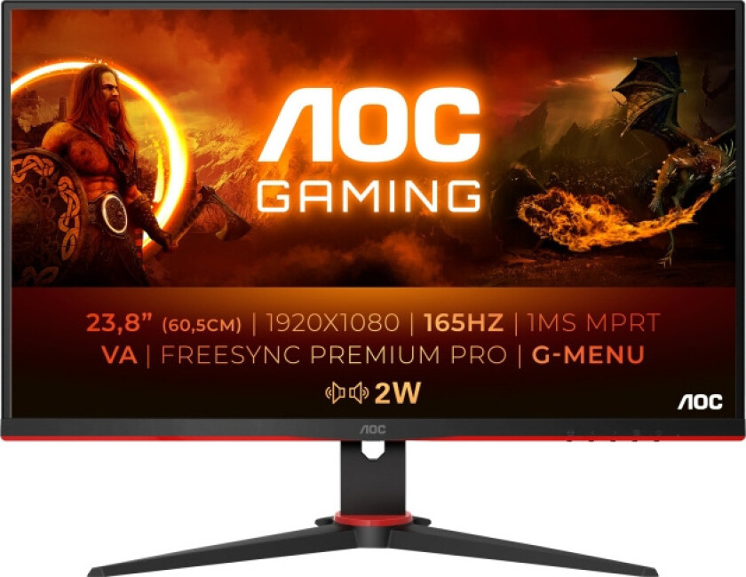 24" AOC Gaming 24G2SAE/BK - 1920x1080 - 165Hz - VA - 1 ms - Skjerm