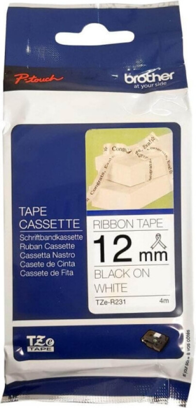 TZe R231 - Black On White - Roll (1.2 cm x 4 m)