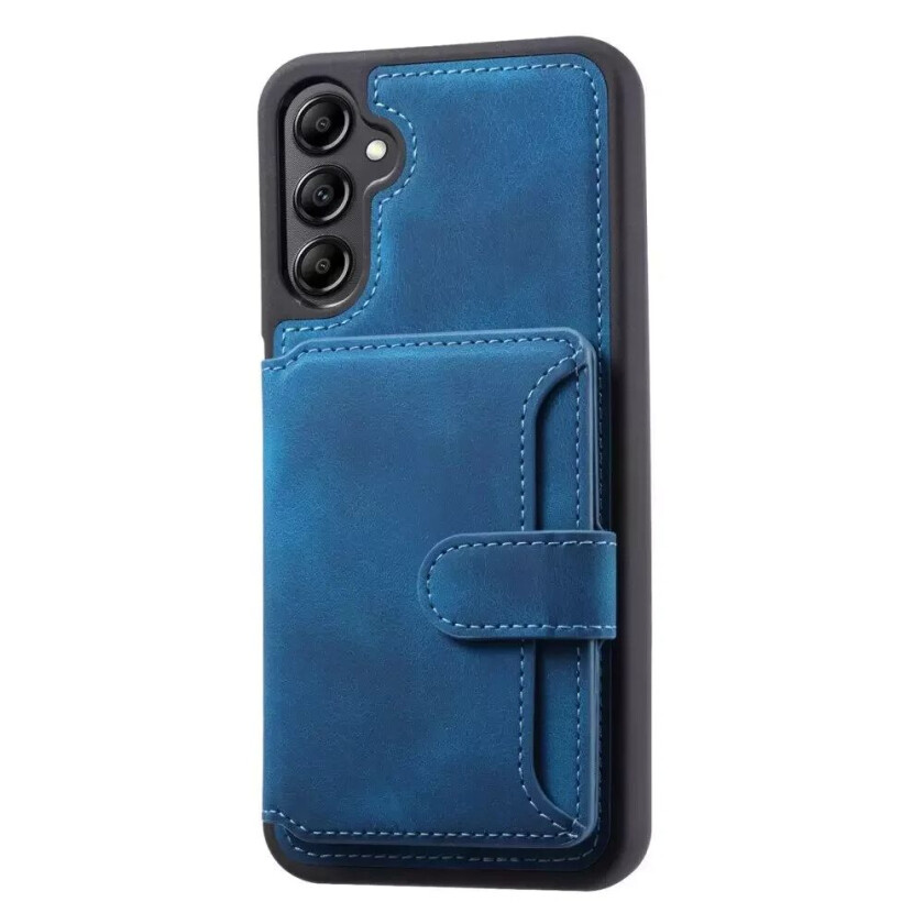 Samsung Galaxy S23 FE Skinnkledd Fleksibelt Plastdeksel med Kortholder - Blå