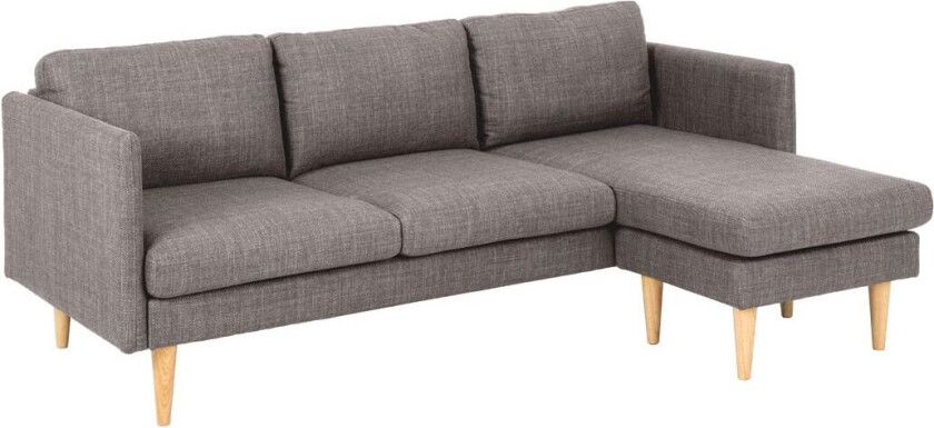 Milly sofa 2 seter med sjeselong vendbar brun.