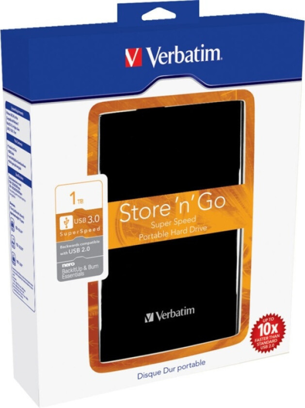 Store'n'Go Portable Black - Ekstern Harddisk - 1TB - Svart