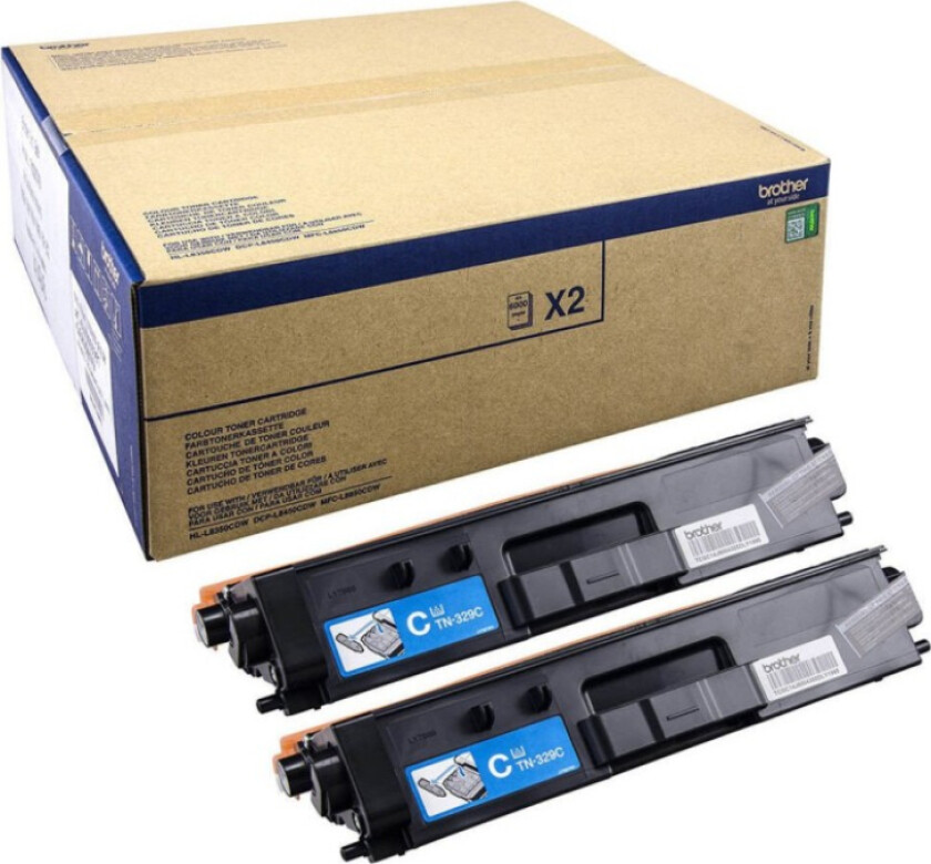 TN329C 2PK - Laser Toner - Laser toner Blå