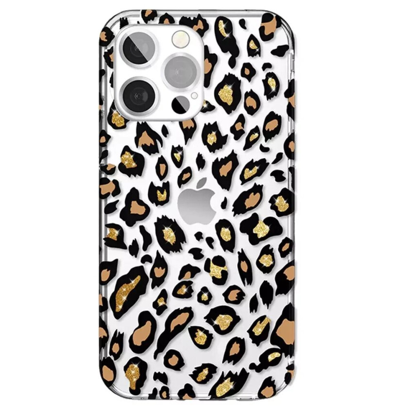 iPhone 13 Pro Wild Series Transparent Bakdeksel m. Motiv - Leopard