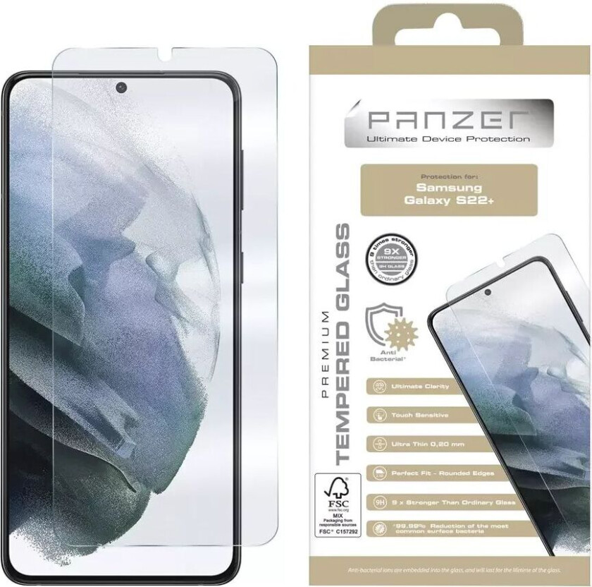 Bilde av PANZER Samsung Galaxy S22+ (Plus) PANZER Premium Full-Fit - Skjermbeskytter - Gjennomsiktig