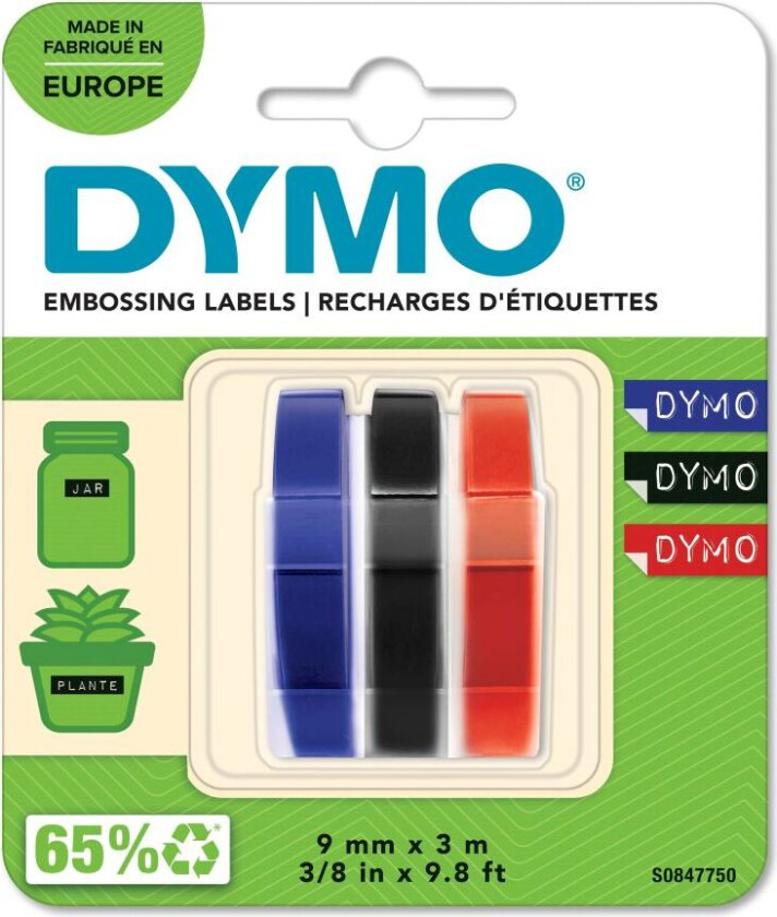 Embosser Tape 9mm x 3m (red/blue/black),3