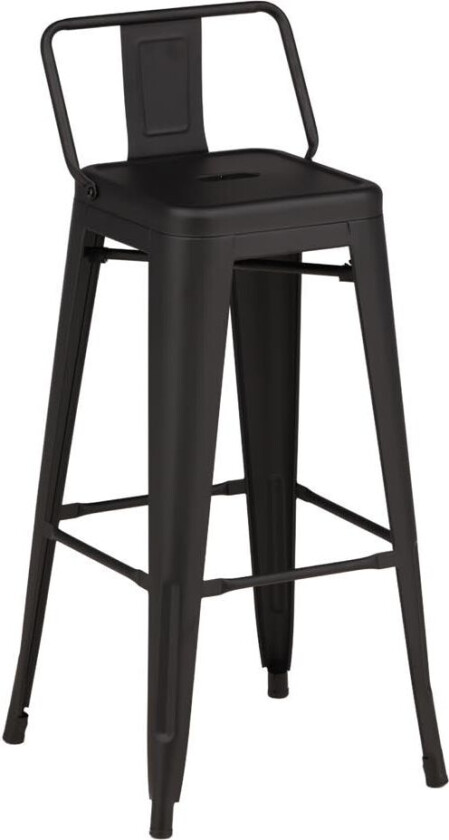 Tempe Flat barstol med ryglæn, metall svart.