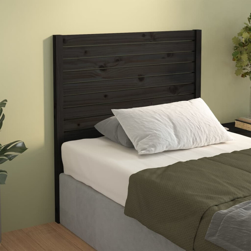 Sengegavl svart 81x4x100 cm heltre furu