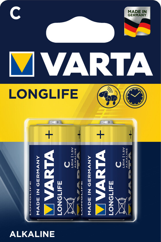 C-batteri VARTA Long Life, 2 stk.