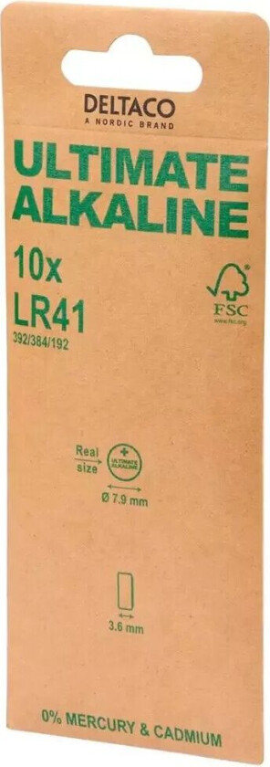 Alkaline 10 x LR41 Knappcellebatterier
