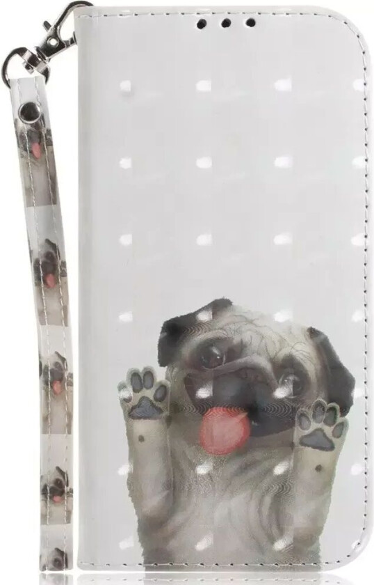 Samsung Galaxy A14 (5G) Flip-Deksel i Lær - Sød Mops