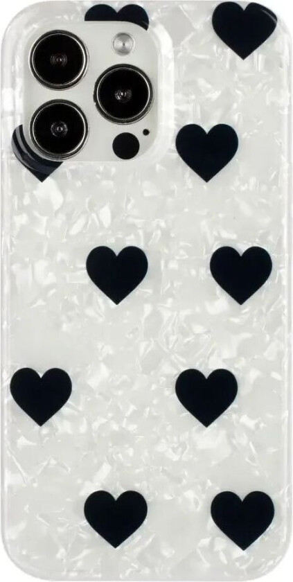 iPhone 15 Pro Fleksibelt Plastdeksel m. Motiv - Svarte Hjerter