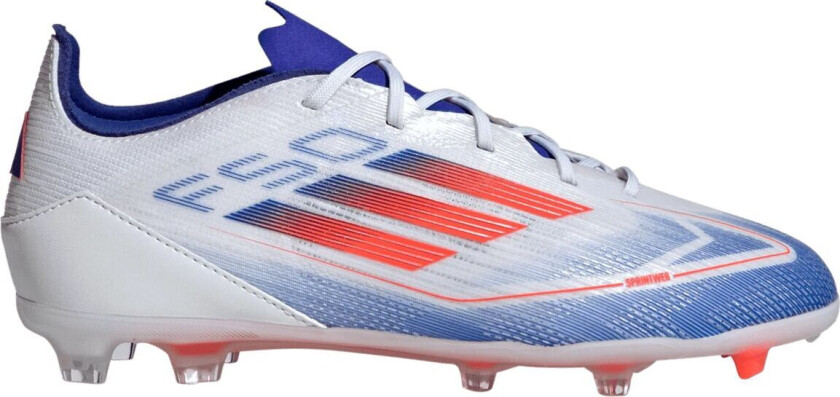 adidas F50 Pro FG Q3 24, fotballsko gress, junior White/Solar Red/Blue