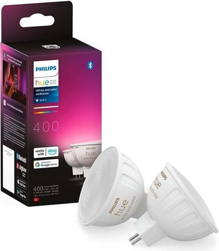 Bilde av Hue - Color LED Spot - 12V - MR16 / GU5.3 - 2-pak